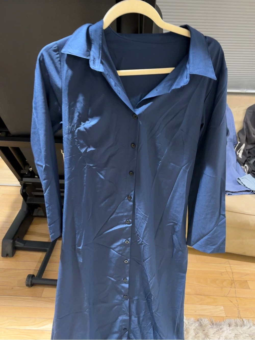 Classic Navy Button-Down Shirt Dress